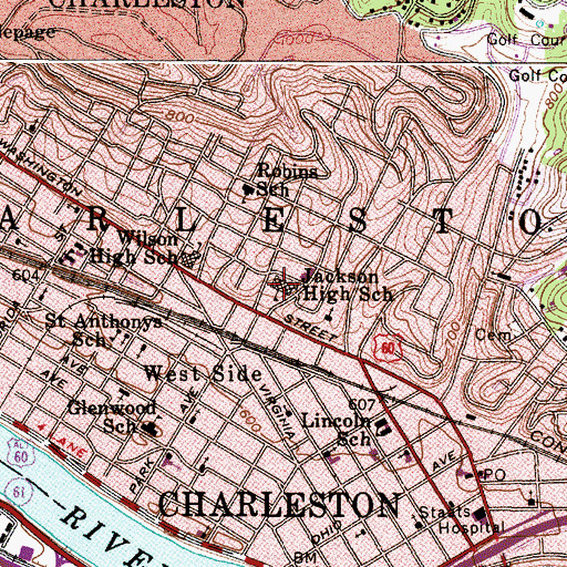 Topographic Map of Stonewall Jackson Middle School, WV