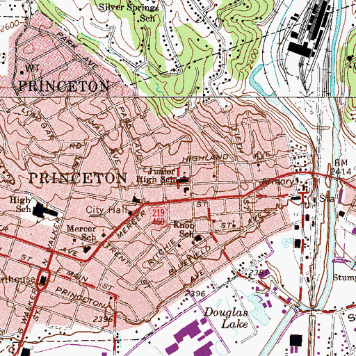 Topographic Map of Straley Elementary School, WV