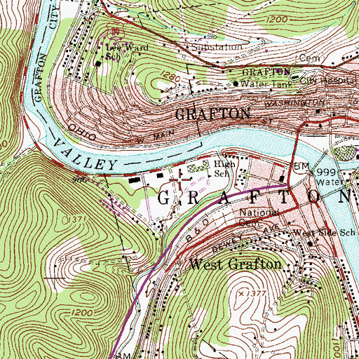 Topographic Map of Taylor County Technical Center, WV