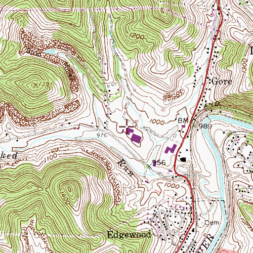 Topographic Map of Tri-County High School (historical), WV