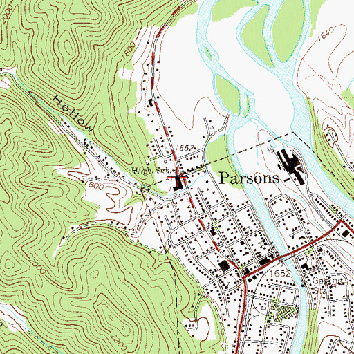 Topographic Map of Tucker Valley Annex School, WV