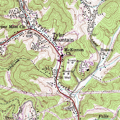 Topographic Map of Tyler Middle School, WV
