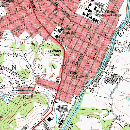 Topographic Map of Upshur County Christian Academy, WV