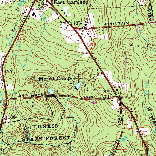 Topographic Map of Merrit Camp, CT