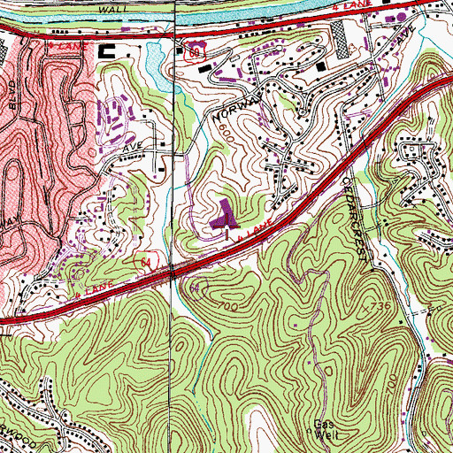 Topographic Map of Voc Tech Adult Programs School, WV