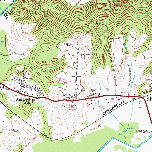 Topographic Map of Western Greenbrier Middle School, WV