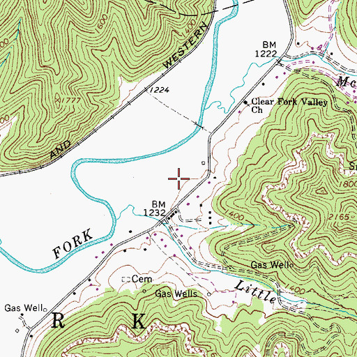 Topographic Map of Westside High School, WV