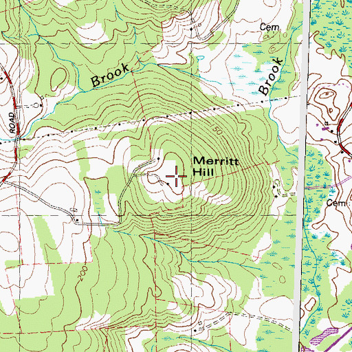 Topographic Map of Merritt Hill, CT