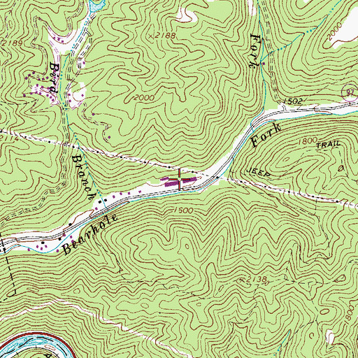 Topographic Map of Wyoming County Career and Technical Center, WV