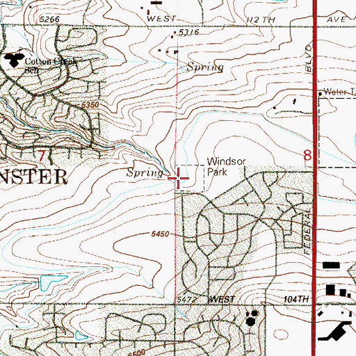 Topographic Map of Windsor Park, CO