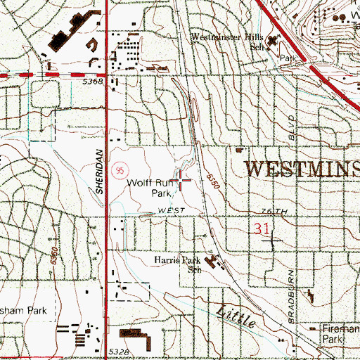Topographic Map of Wolff Run Park, CO