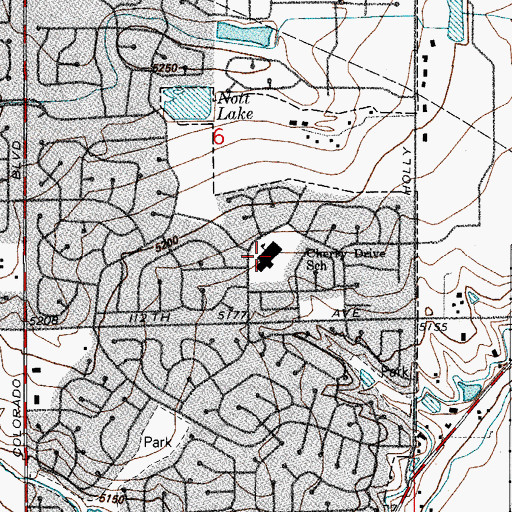 Topographic Map of Cherry Drive Elementary School, CO