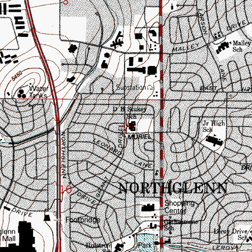 Topographic Map of Stukey Elementary School, CO