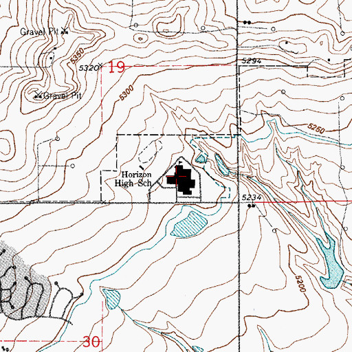 Topographic Map of Horizon High School, CO