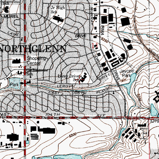 Topographic Map of Leroy Drive Elementary School, CO