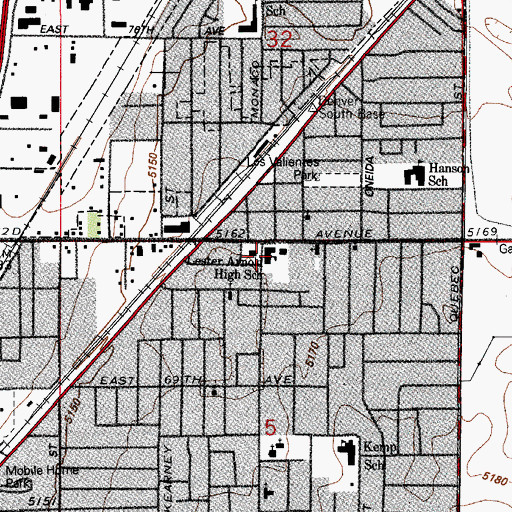 Topographic Map of Lester Arnold High School, CO