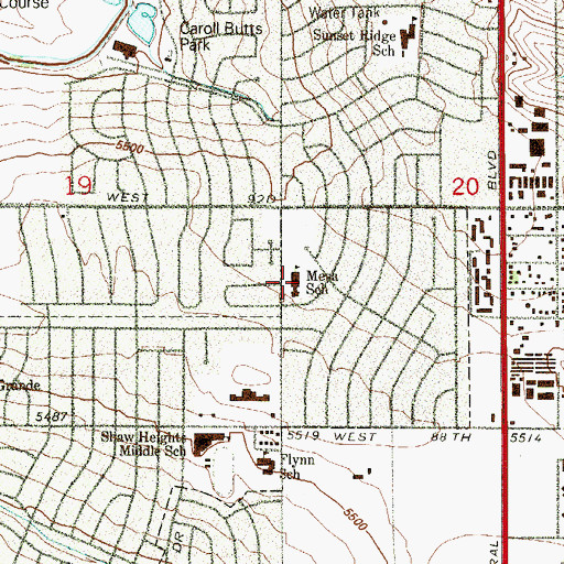 Topographic Map of Mesa Elementary School, CO