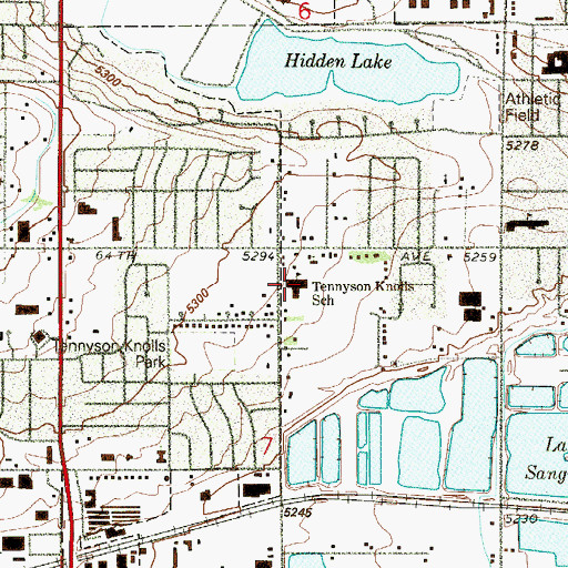Topographic Map of Tennyson Knolls Elementary School, CO