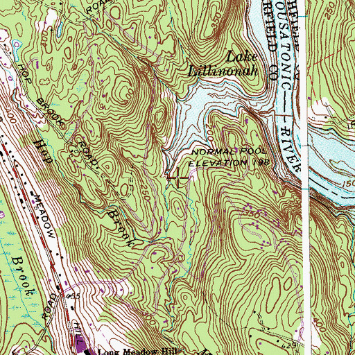 Topographic Map of Merwin Brook, CT