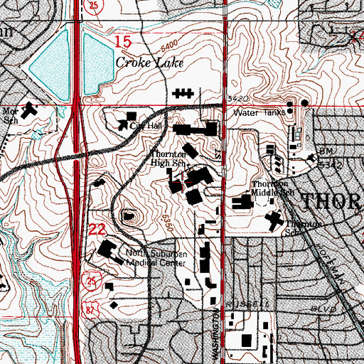 Topographic Map of Thornton High School, CO
