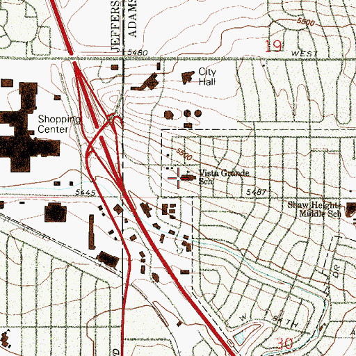 Topographic Map of Vista Grande Elementary School (historical), CO