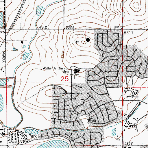 Topographic Map of Tarver Elementary School, CO