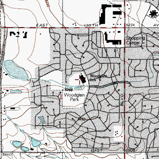 Topographic Map of Woodglen Elementary School, CO