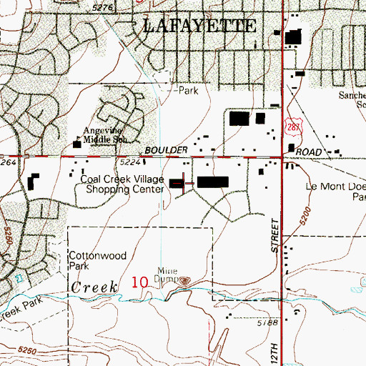 Topographic Map of Coal Creek Village Shopping Center, CO