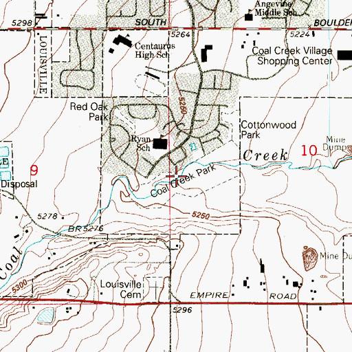 Topographic Map of Coal Creek Park, CO