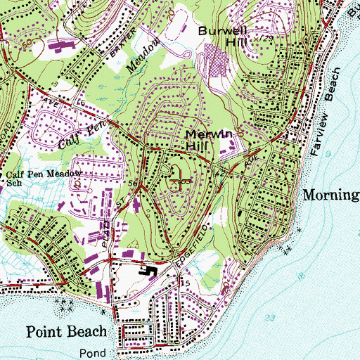 Topographic Map of Merwin Hill, CT