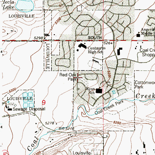 Topographic Map of Red Oak Park, CO