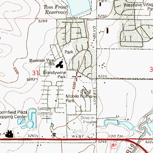 Topographic Map of Brandywine Park, CO