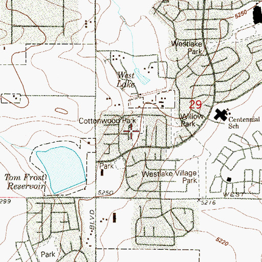 Topographic Map of Cottonwood Park, CO