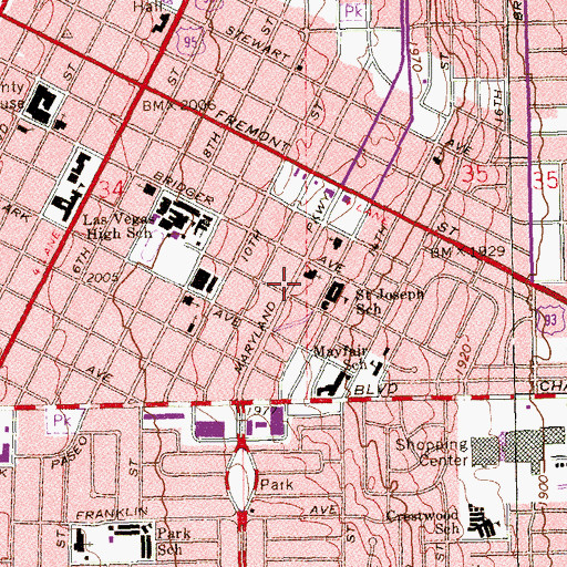 Topographic Map of First Good Shepherd Lutheran School, NV