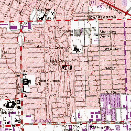 Topographic Map of Griffith United Methodist Day School, NV