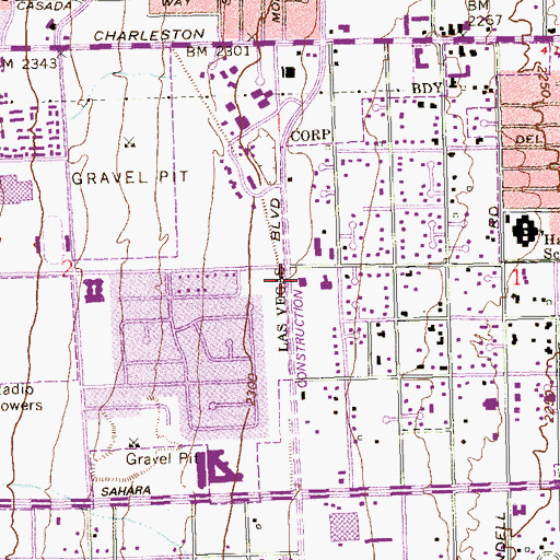 Topographic Map of Las Vegas Junior Academy, NV