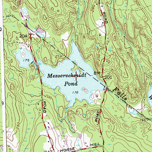 Topographic Map of Messerschmidt Pond, CT