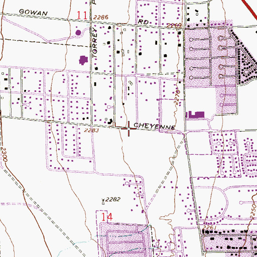 Topographic Map of Tree of Life Christian School, NV