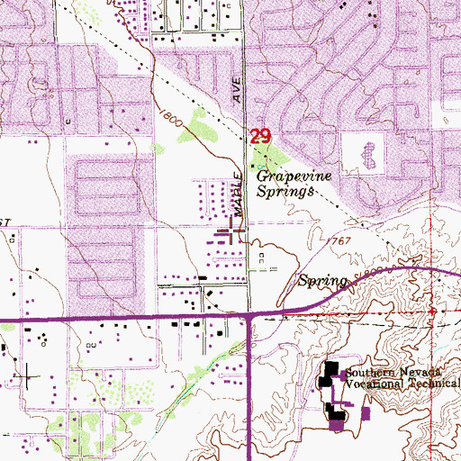 Topographic Map of Vegas Valley Christian School, NV