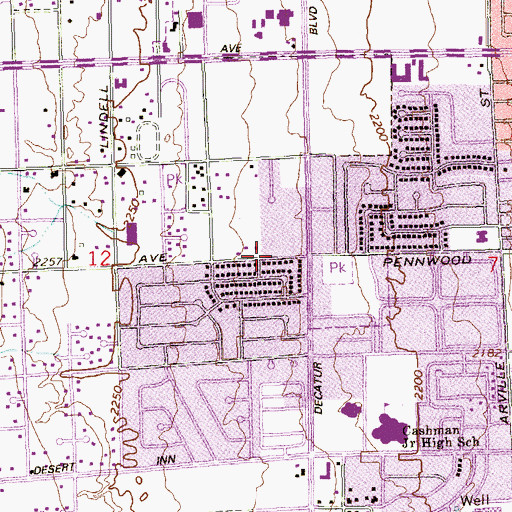 Topographic Map of Wassell Academy, NV