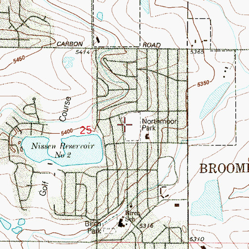 Topographic Map of Northmoor Park, CO