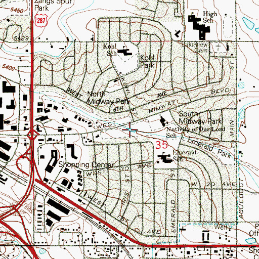 Topographic Map of South Midway Park, CO