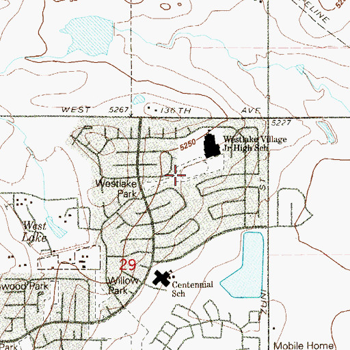 Topographic Map of Westlake Park, CO