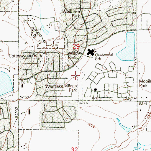 Topographic Map of Westlake Village Park, CO