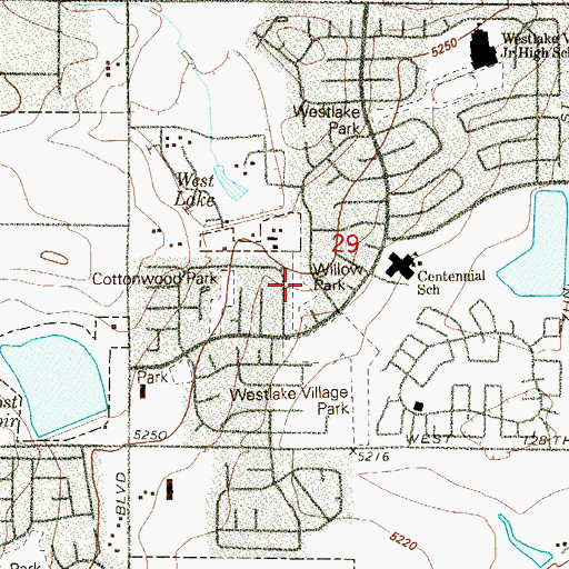 Topographic Map of Willow Park, CO