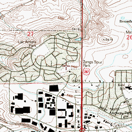 Topographic Map of Zangs Spur Park, CO