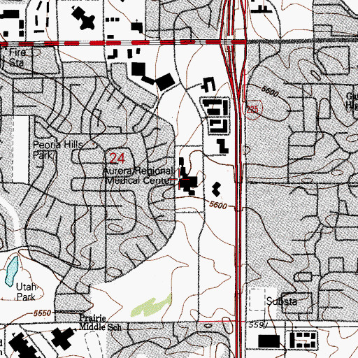 Topographic Map of Aurora Regional Medical Center, CO