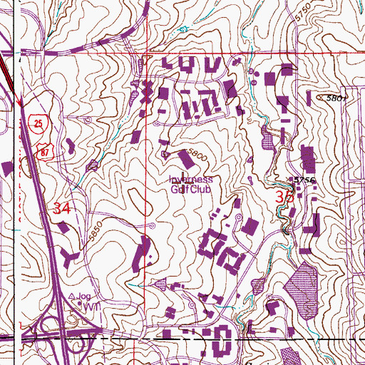 Topographic Map of Inverness Golf Club, CO