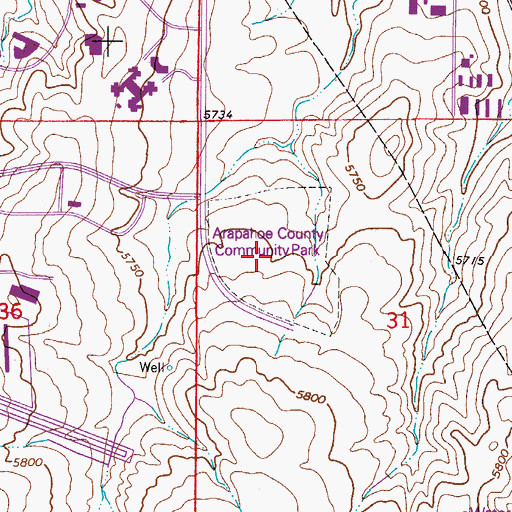 Topographic Map of Arapahoe County Community Park, CO
