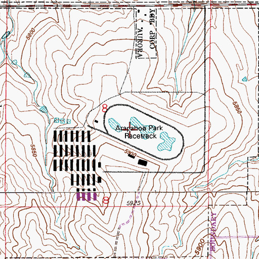 Topographic Map of Arapahoe Park Racetrack, CO